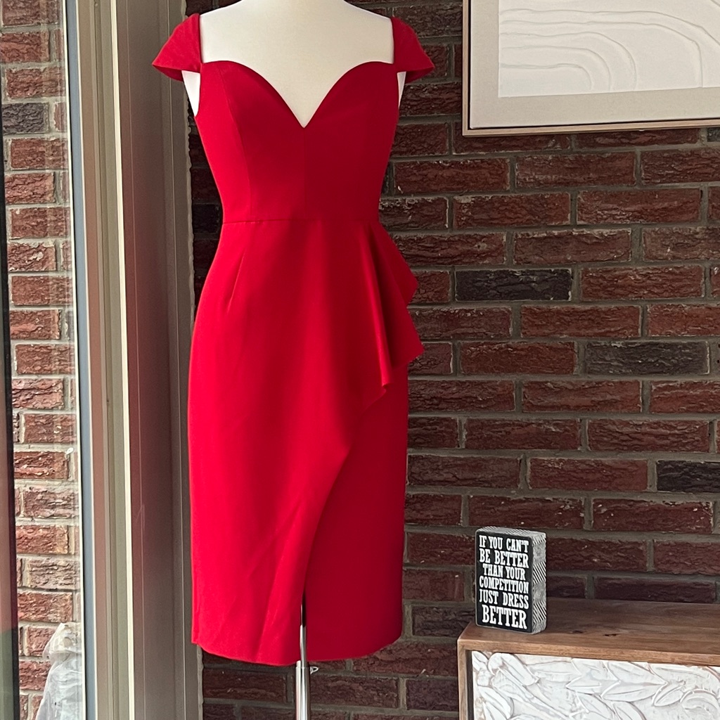 Black Halo Eve Prestige Cocktail Sweetheart Neckline Midi Dress Size 6 Nwt